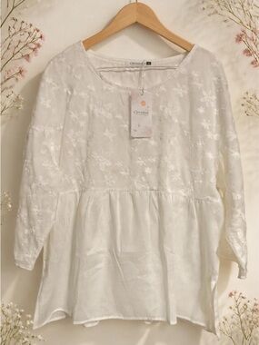 White Embroidered Peasant Blouse